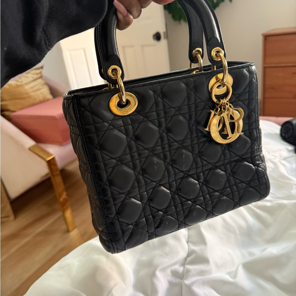 Dior Black Quilted Mini Lady Bag with Gold Hardware - Picture 5 of 16